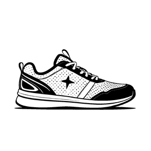 Sportlicher Sneaker mit stylishem Stern-Motiv Malvorlage für trendbewusste Kids