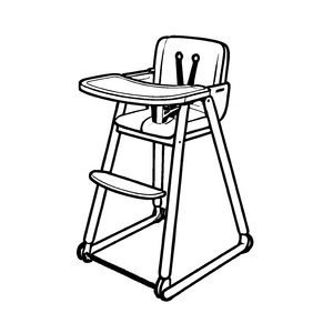 Stylischer Hochstuhl mit modernem Design Ausmalbild für kleine Küchenhelden