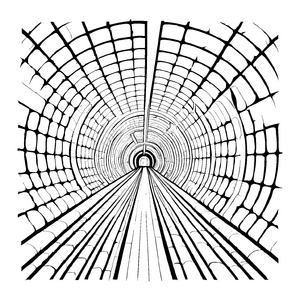Witziges Tunnel-Ausmalbild für kreative Malstunden