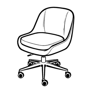 Drehstuhl mit stylischen Rollen und schlichtem Design Ausmalbild für fantasievolle Gestaltungsexperten