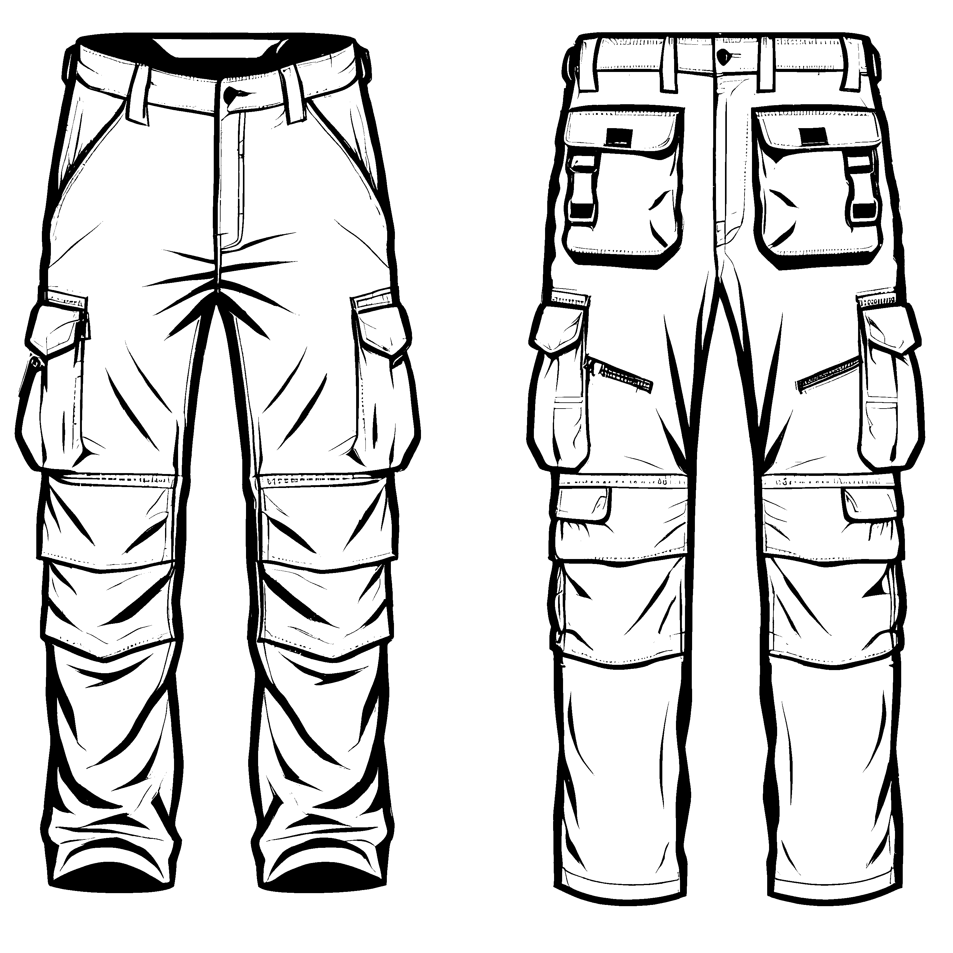 Vielseitige Herren Lange Hosen mit praktischen Taschen Malvorlage für mutige Modedesigner