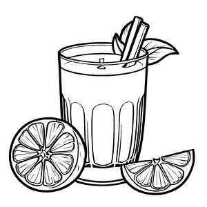 Erfrischende Mandarine mit spritzigem Getränk Malvorlage für kleine Genussentdecker