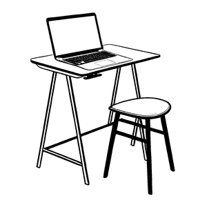 Futuristischer Schreibtisch mit Laptop und Stuhl Bastelmotiv für inventive Entdecker