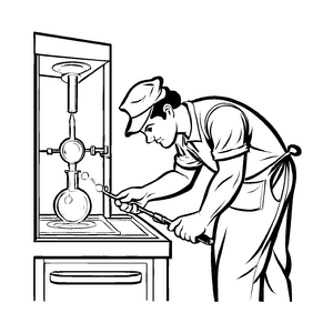 Interessante Glasbläser-Ausmalvorlage zum kreativen Gestalten