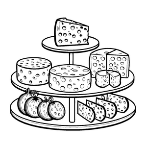 Detailreiches Käse-Bastelmotiv zum fantasievollen Ausmalen