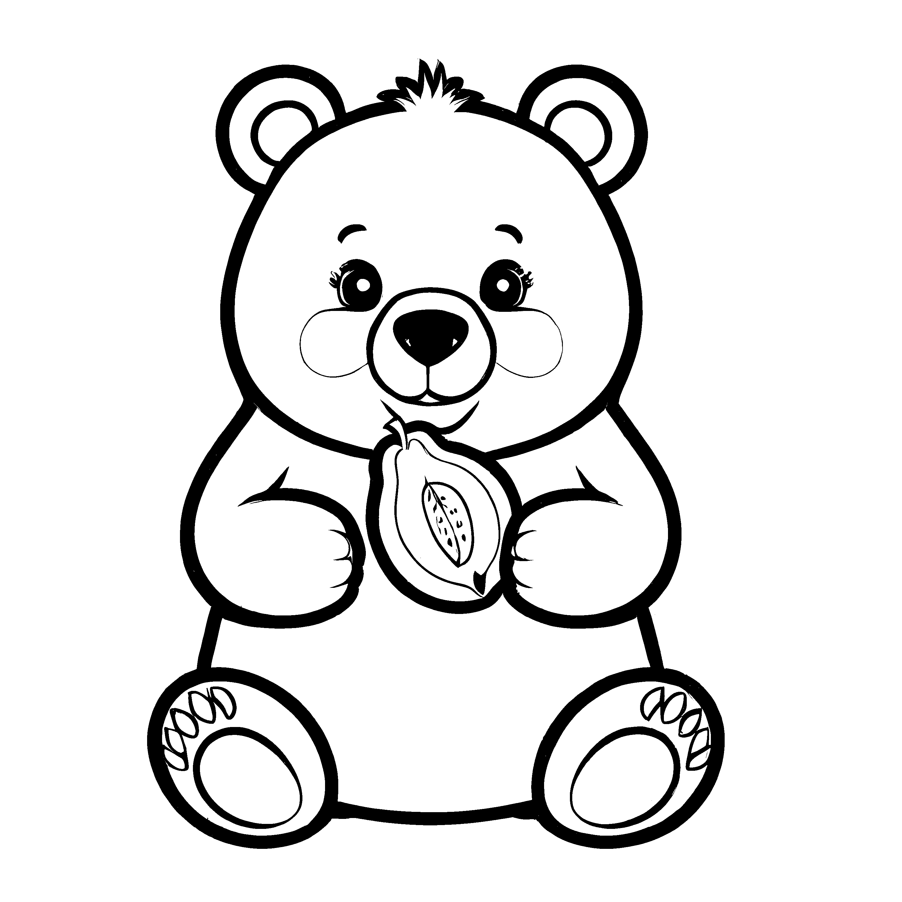Kuscheliger Teddybär mit süßer Mango Malvorlage für fruchtige Träumer