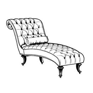 Elegante Chaiselongue mit geschwungenen Formen Ausmalvorlage für neugierige Möbelkünstler