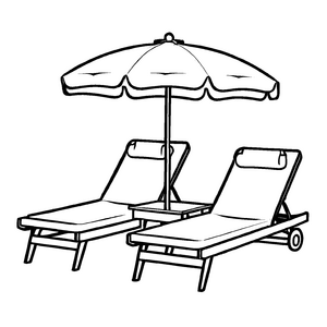 Süßes Strandliegen-Ausmalbild zum Basteln und Malen