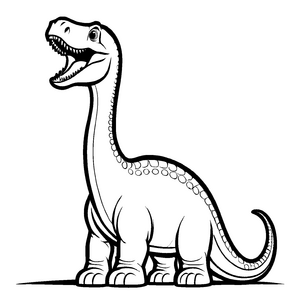 Verspielter Diplodocus mit offenem Mund in der Urzeit Malvorlage für kleine Entdecker voller Lebensfreude