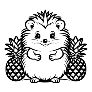 Niedlicher Hamster mit drei frischen Ananas Malvorlage für kleine Obstentdecker