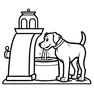 Faszinierende Trinkbrunnen-Malvorlage für kleine Künstler