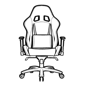 Futuristischer Gaming-Drehstuhl mit Laptop Ablage Ausmalbild für träumende Technikfans