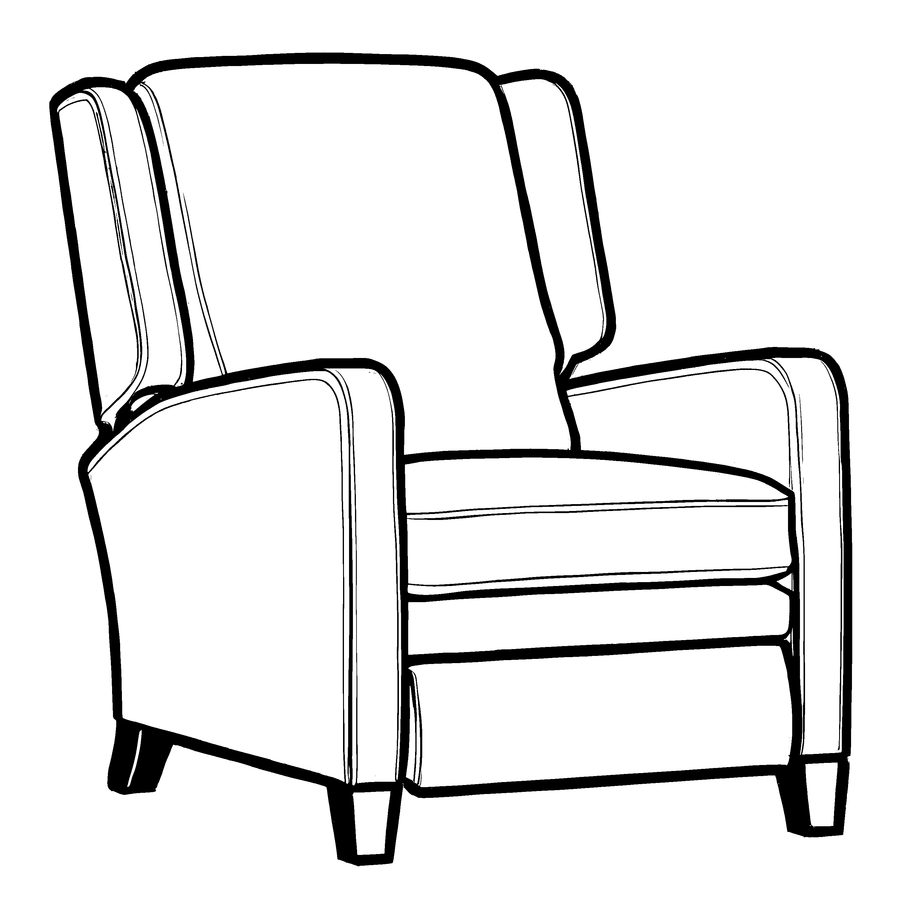 Bequemer Relaxsessel mit harmonischem Design Ausmalbild für kreative Entspannungsentdecker