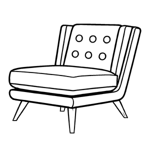 Moderne Loungesessel mit acht runden Knöpfen Bastelmotiv für kleine Einrichtungszauberer