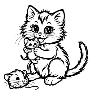 Zauberhaftes Katzenspielzeug-Ausmalbild für Groß und Klein