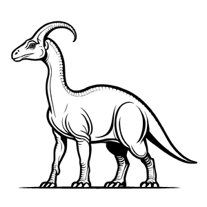 Beeindruckender Parasaurolophus in majestätischer Haltung Malbild für abenteuerlustige kleine Forscher