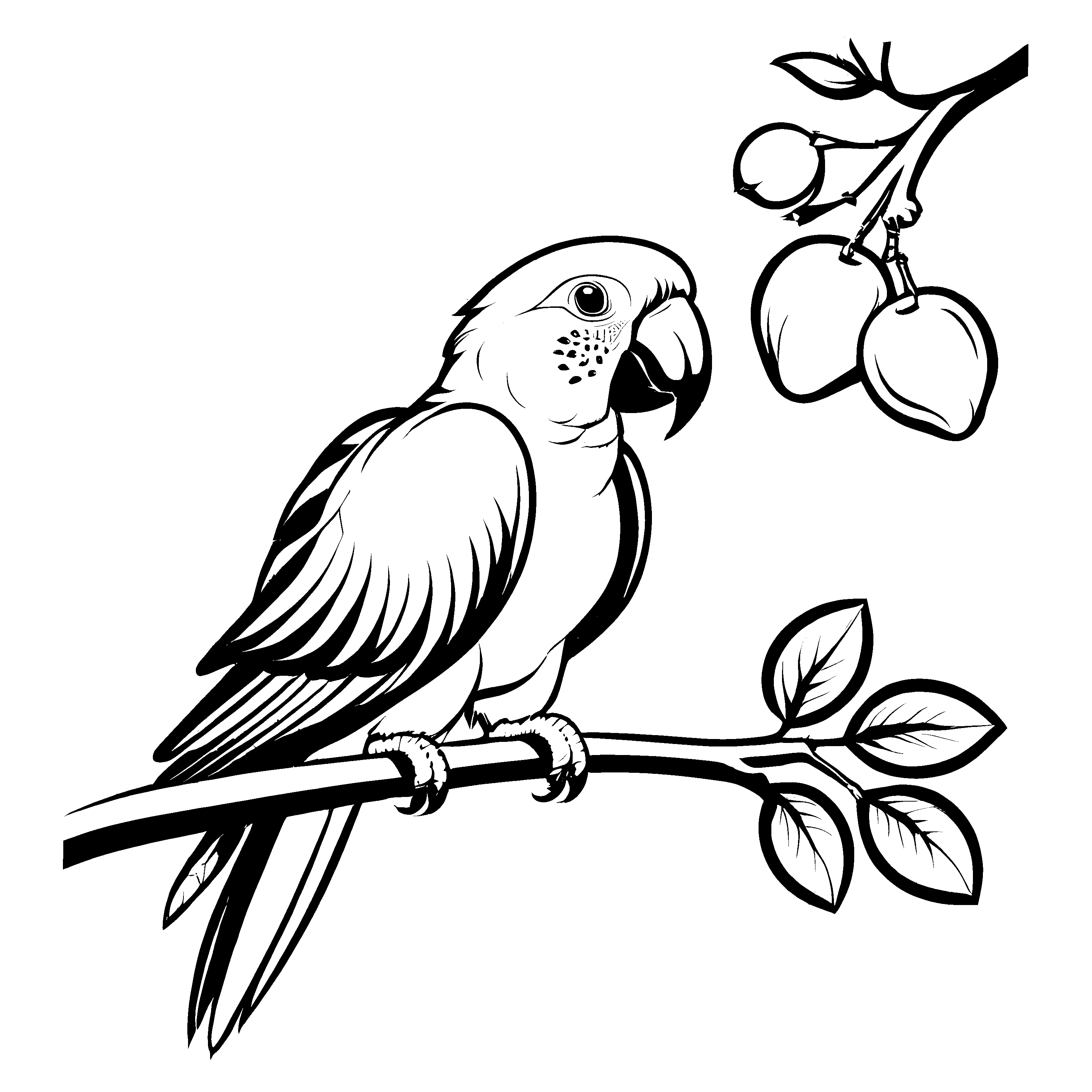 Bezaubernder Vogel auf Pflaumenbaum Malvorlage für neugierige Entdecker