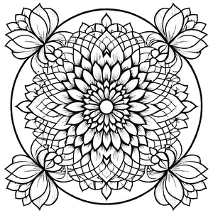 Fantasievolles Mandala-Mix mit detailverliebten Muster-Ausmalbild für kleine Künstlerträume