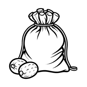 Bezaubernder Kartoffelsack mit drei Kartoffeln Ausmalvorlage für kleine Entdecker