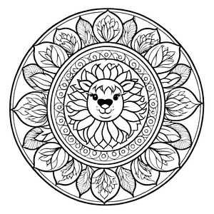 Bezauberndes Mandala-Mix mit lebhaften geometrischen Mustern Ausmalbild für kleine Kunstzauberer