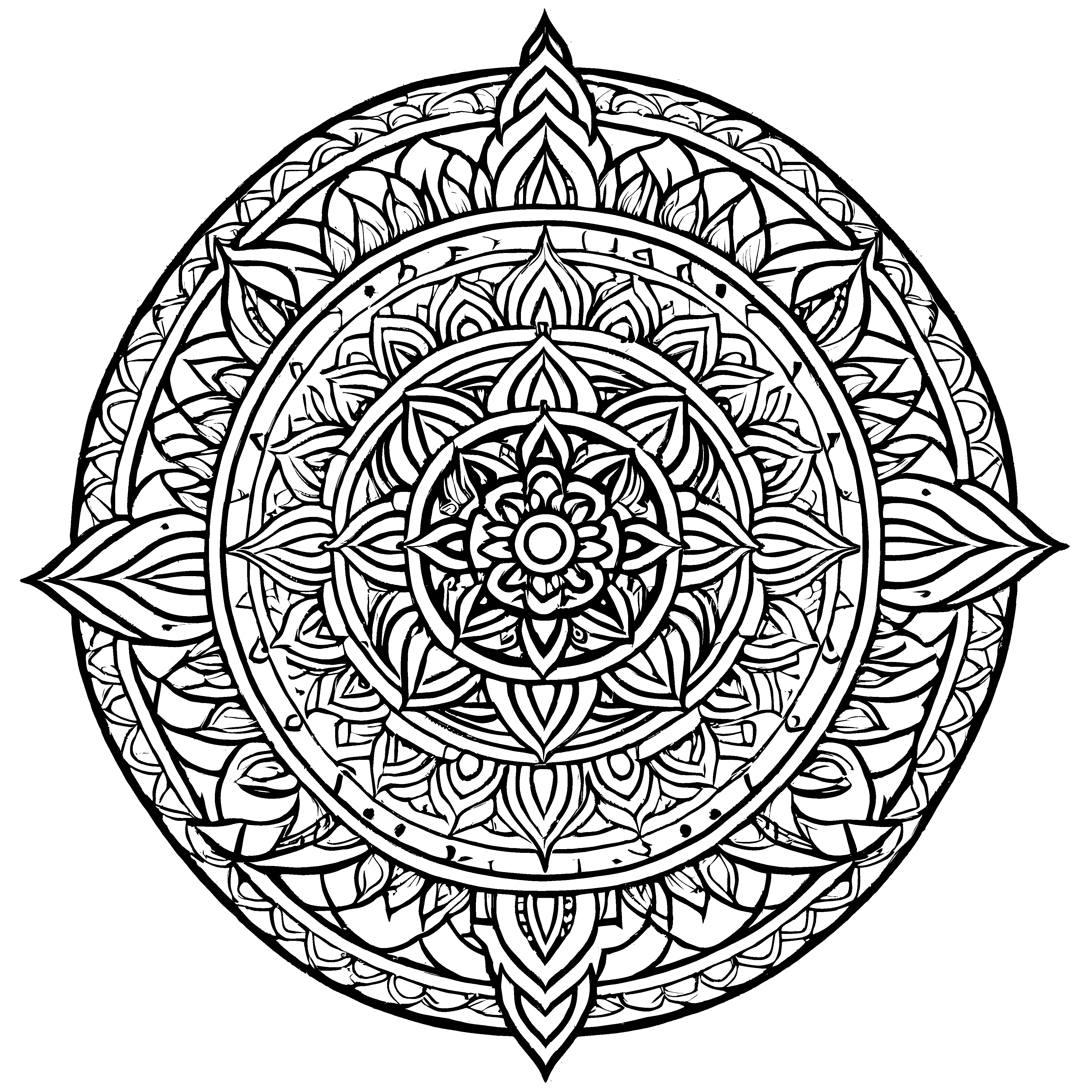 Faszinierendes Mandala-Mix mit eleganten Mustern Malvorlage für entdeckungsfreudige Künstler