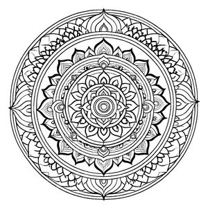 Faszinierendes Mandala-Mix mit geometrischen Mustern Ausmalbild für kleine Meister des Farbenzaubers