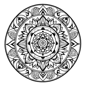 Fesselndes Mandala Mix mit floralen Details Ausmalmotiv für kreative Nachwuchskünstler auf farbenfroher Entdeckungsreise