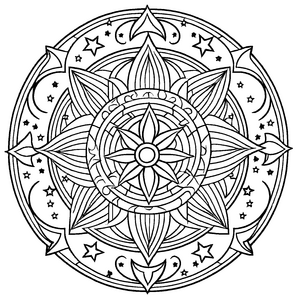 Inspirierendes Mandala Mix mit strahlenden Sternen Ausmalbild für kleine Entdecker voller Farbenfroheit