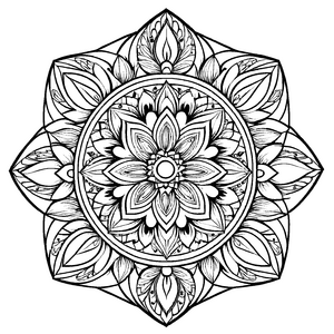Faszinierendes Mandala Mix mit intricatem Details Ausmalbild für bunte Träumer auf kreativer Entdeckungsreise