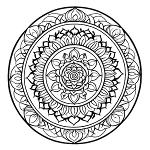 Künstlerisches Mandala Mix mit harmonischen Details Ausmalbild für fantasievolle Farbzauberer auf magischer Entdeckungsreise