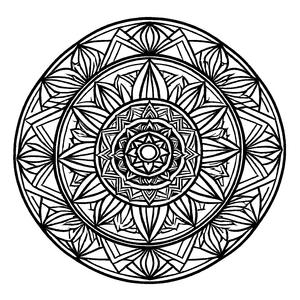 Verwickeltes Mandala Mix mit faszinierenden geometrischen Formen Malmotiv für neugierige Entdecker auf kreativen Entfaltungstouren