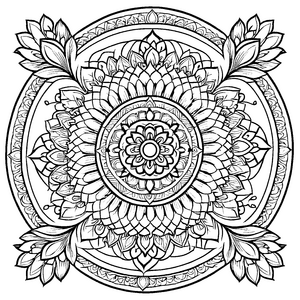 Faszinierendes Mandala Mix mit bunten Blüten und Sternen Ausmalvorlage für kleine Farbkünstler auf magischer Entfaltungstour
