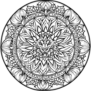 Majestätisches Mandala Mix mit königlichem Tiermotiv Ausmalbild für träumerische Kreativlinge auf bunter Farbreise