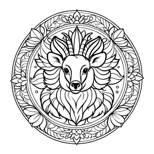 Majestätisches Mandala Mix mit beeindruckendem Hirschmotiv Ausmalvorlage für künstlerische Entdecker auf faszinierender Farbenreise