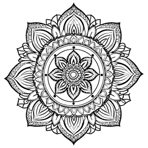 Bunte Mandala Mix mit faszinierenden geometrischen Formen Malvorlage für kreative Farbvirtuosen auf magischer Entdeckungsreise