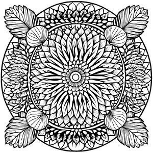 Fesselndes Mandala Mix mit traumhaften Formen und Details Ausmalvorlage für kleine Künstler mit großen Träumen auf bunter Entdeckungsreise