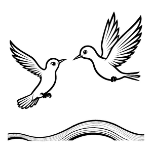 Zwei knuffige Vögel auf einem Ast Ausmalbild für verliebte Entdecker