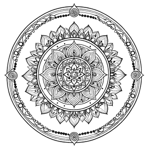 Faszinierendes Mandala Mix mit filigranen Mustern Ausmalvorlage für kreative Farbträumer auf fantastischer Entdeckungsreise