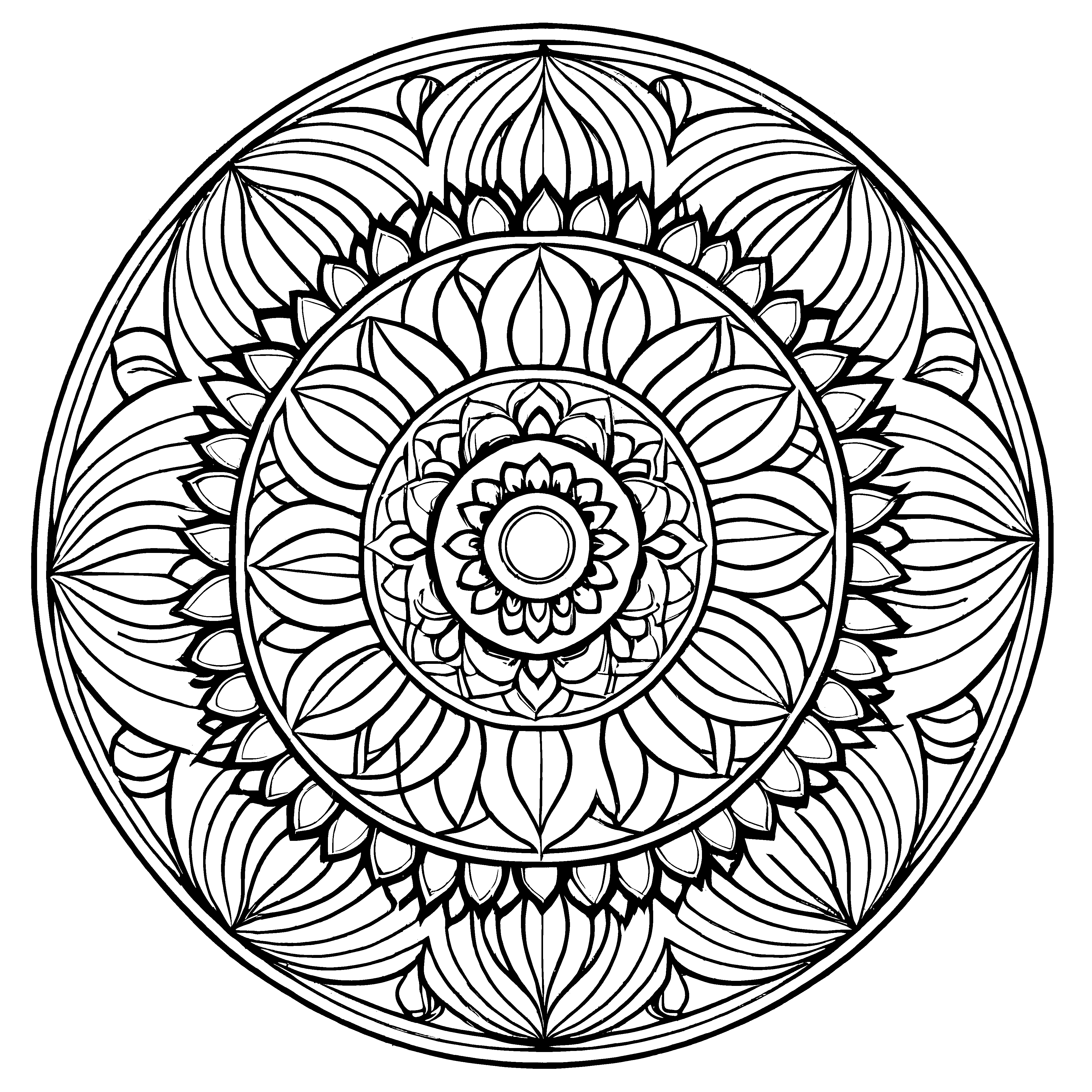 Magisches Mandala Mix mit verspielten Mustern Ausmalvorlage für kleine Farbzauberer auf fantastischen Entdeckungsreisen