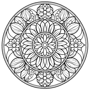Künstlerisches Mandala Mix mit fesselnden geometrischen Formen Ausmalvorlage für kleine Meister auf fantasievoller Entdeckungsreise