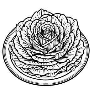 Kreativer Kopfsalat im fantasievollen Blumenmuster Ausmalbild für neugierige Pflanzenliebhaber