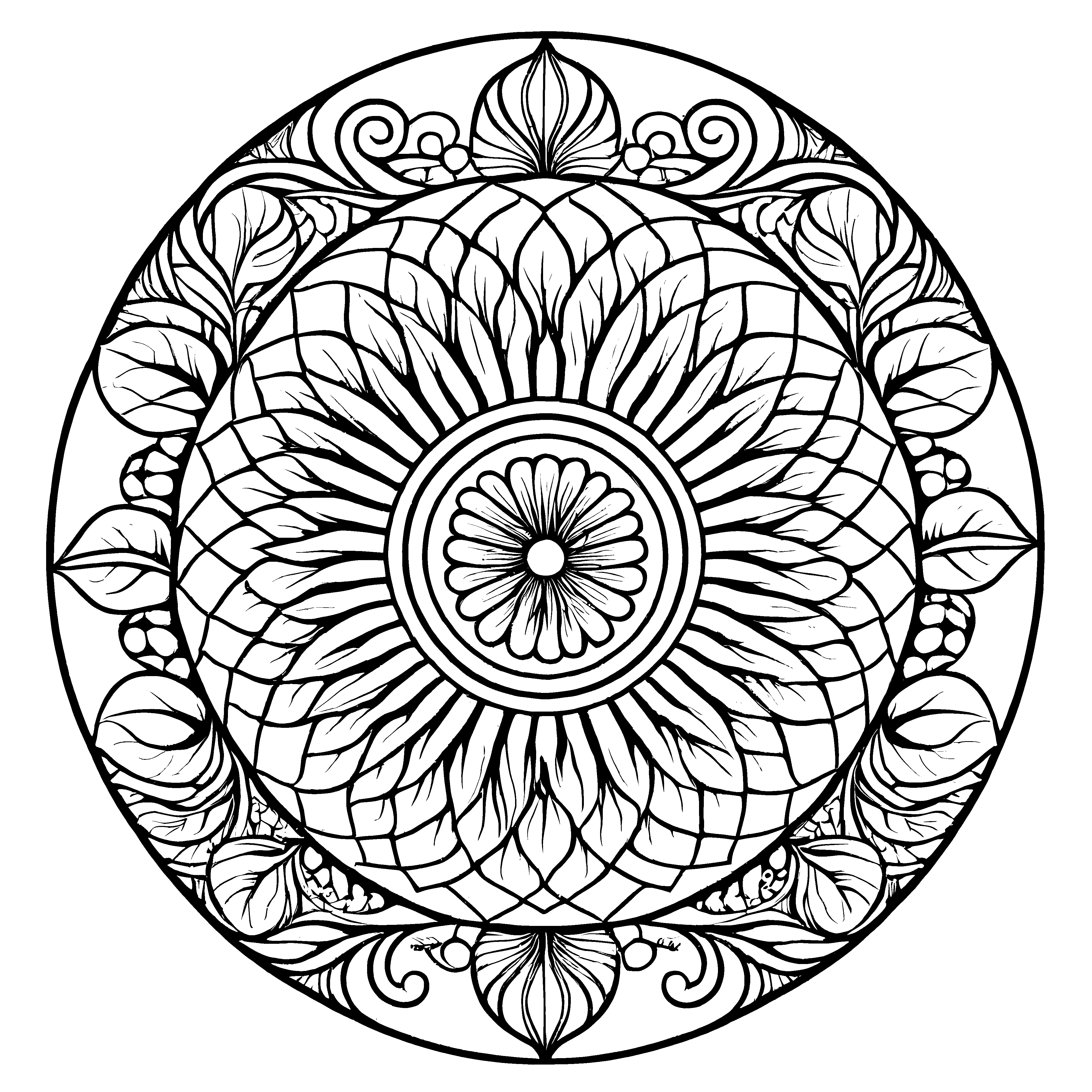 Beeindruckendes Mandala Mix mit zauberhaften Blumenmustern Ausmalbild für kleine Entdecker auf farbenfroher Fantasiereise