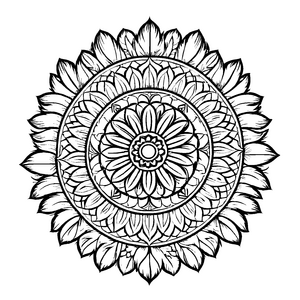 Fesselndes Mandala Mix mit dynamischen Mustern Ausmalmotiv für kleine Fantasten auf geheimnisvoller Entdeckungsreise