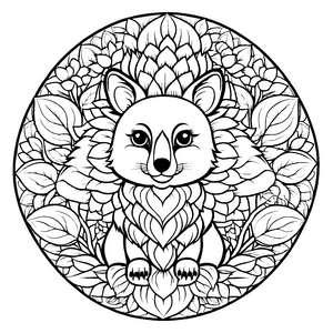 Faszinierendes Mandala Mix mit einem charmanten Tiermotiv Ausmalvorlage für kleine Traumer auf bunten Entdeckungstouren