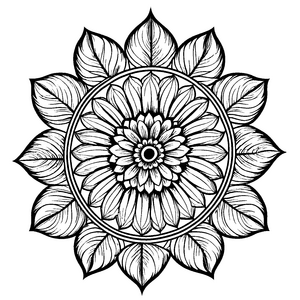 Faszinierendes Mandala Mix mit blühendem Blütenmuster Ausmalbild für kleine Kreativgeister auf bunten Entdeckungsreisen