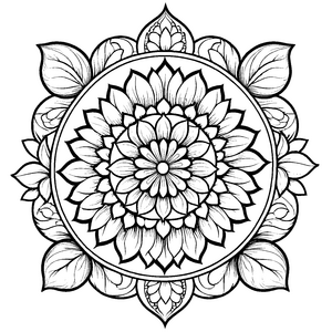 Magisches Mandala Mix mit spiralförmiger Geometrie Ausmalbild für neugierige Entdecker auf farbenfrohen Fantasiereisen