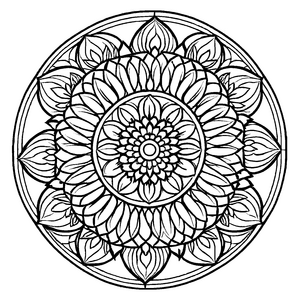 Fesselndes Mandala Mix mit geheimnisvollen Formen Ausmalvorlage für kleine Farbentdecker auf fantastischen Kreativreisen