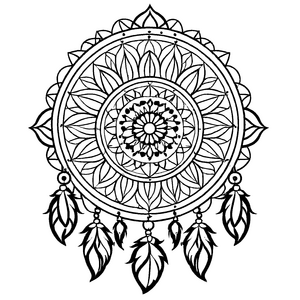 Fesselndes Mandala Mix mit einzigartigen Blattdesigns Ausmalvorlage für bunte Traumerforscher auf fantasievollen Farbexpeditionen