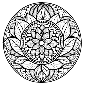 Bezauberndes Mandala Mix mit lebhaften Formen Ausmalbild für kreative Farbmeister auf fantasievollen Abenteuerreisen