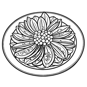 Elegante Endivie umgeben von zarten Blüten Ausmalvorlage für kleine Gartenkünstler